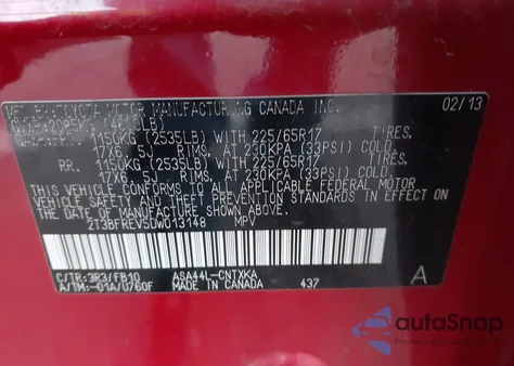 2013 Toyota Rav4 Le from USA, damaged, VIN 2T3BFREV5DW013148